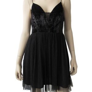 BCBGENERATION SPAGHETTI STRAP VELVET SHEER COCKTAIL DRESS